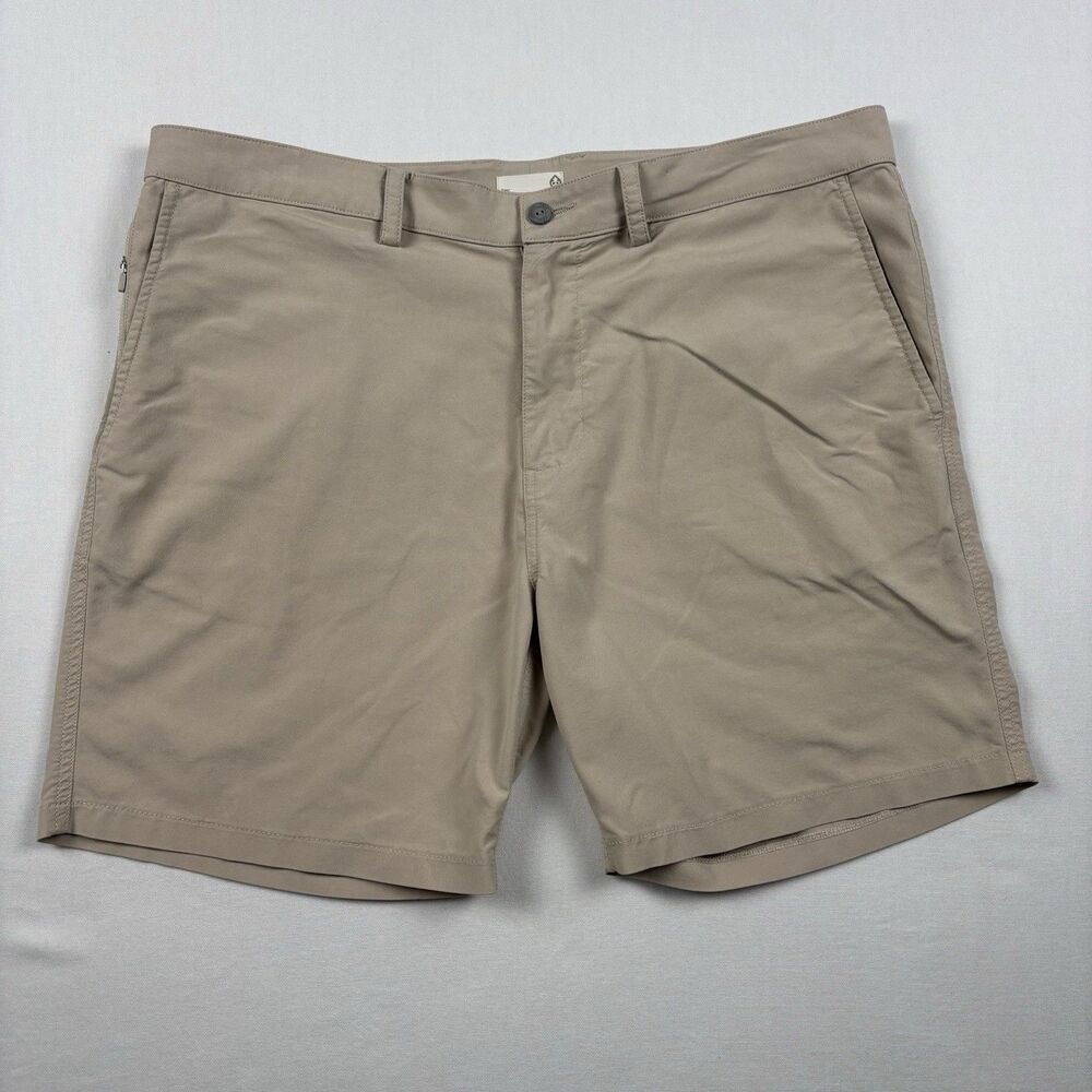 Tasc Performance Tailored Shorts Mens 38 Khaki Bamboo Blend Stretch Active